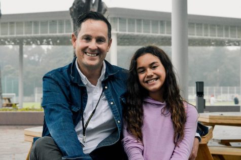 Our new high school principal Mr. Herzenberg shares a smile with his daughter, Indah (Grade 5). He gives some advice on how students can navigate their lives, finding their passions and dreams.
