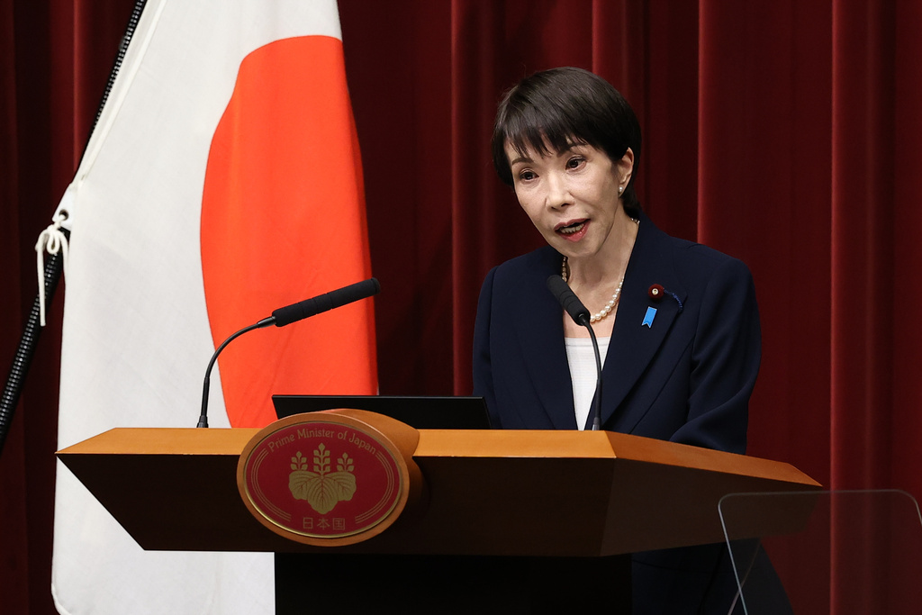Japanese Prime Minister Sanae Takaichi speaks during a press conference at the prime minister's official residence, Monday, Jan. 19, 2026, in Tokyo, Japan. (Rodrigo Reyes Marin/Pool Photo via AP)